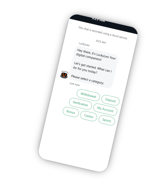 LuckLeopard Casino Kontaktseite mit Live-Chat, E-Mail-Support und Hilfe-Center-Kategorien