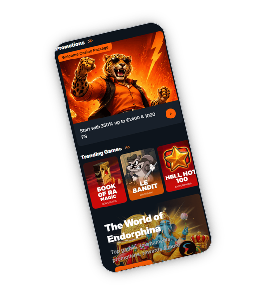 LuckLeopard Casino Lobby mit ausgewaehlten Slots, Leoparden-Maskottchen und Willkommensbonus-Banner