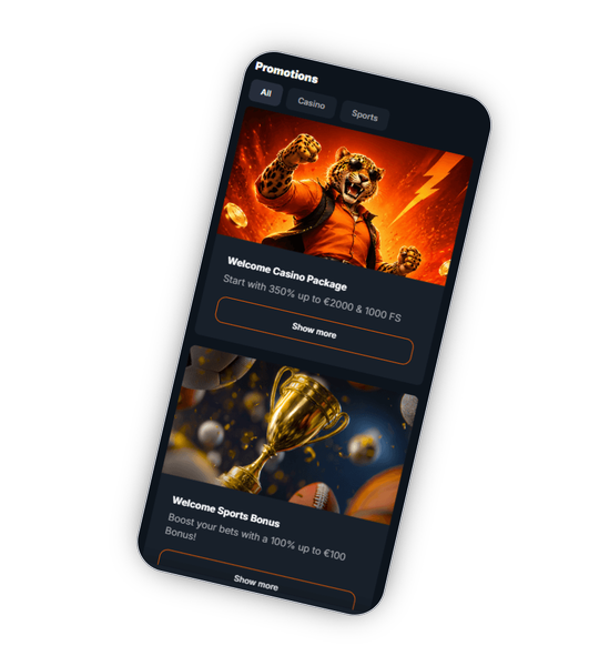 LuckLeopard Casino Aktionsseite mit 350% Willkommensbonus, Crypto Combo, woechentlichem Cashback und Reload-Angeboten